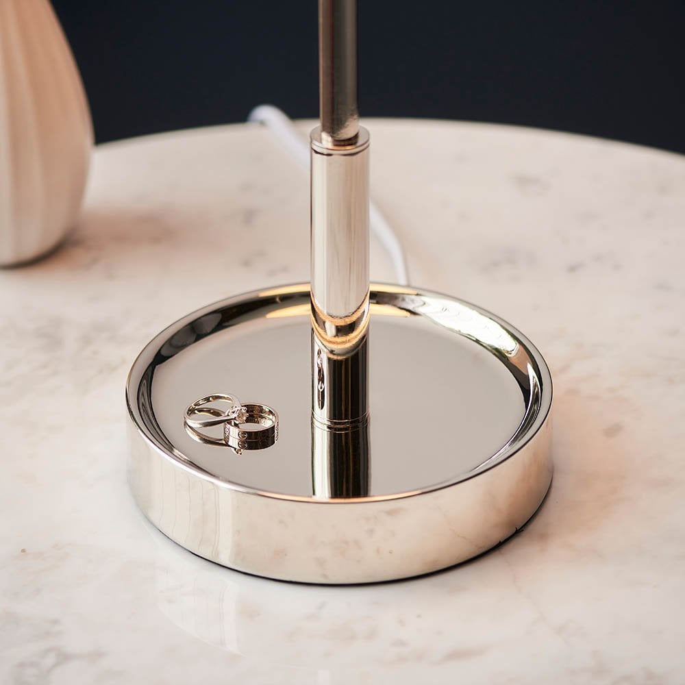 Roe Polished Nickel Table Lamp C/W Shade