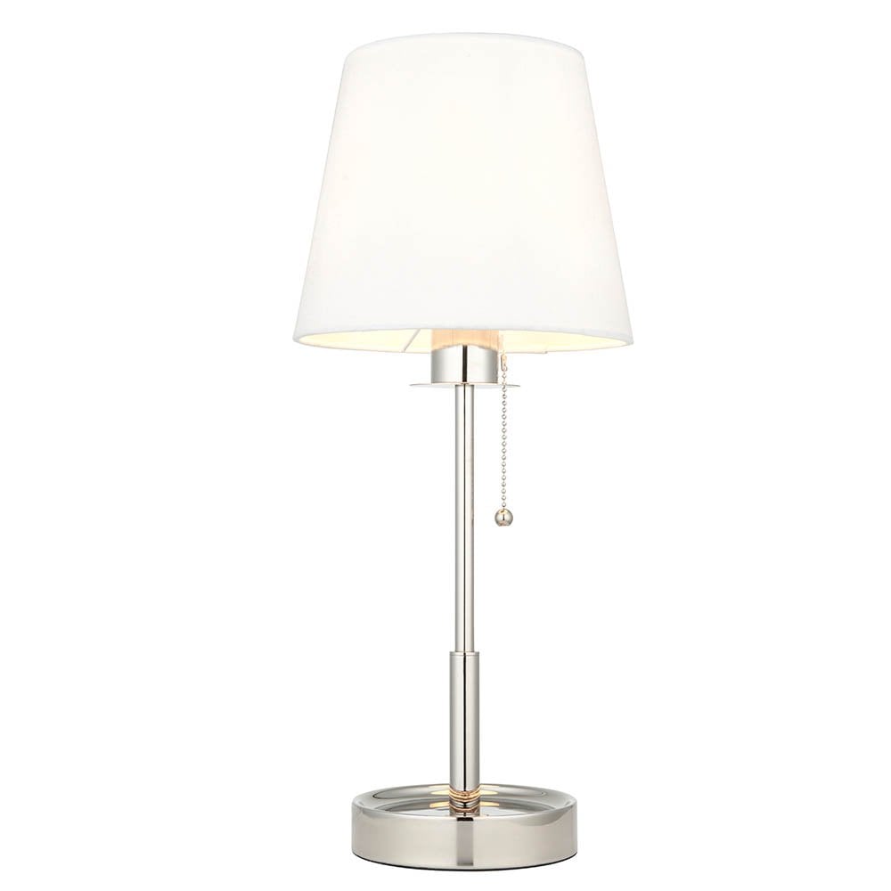 Roe Polished Nickel Table Lamp C/W Shade
