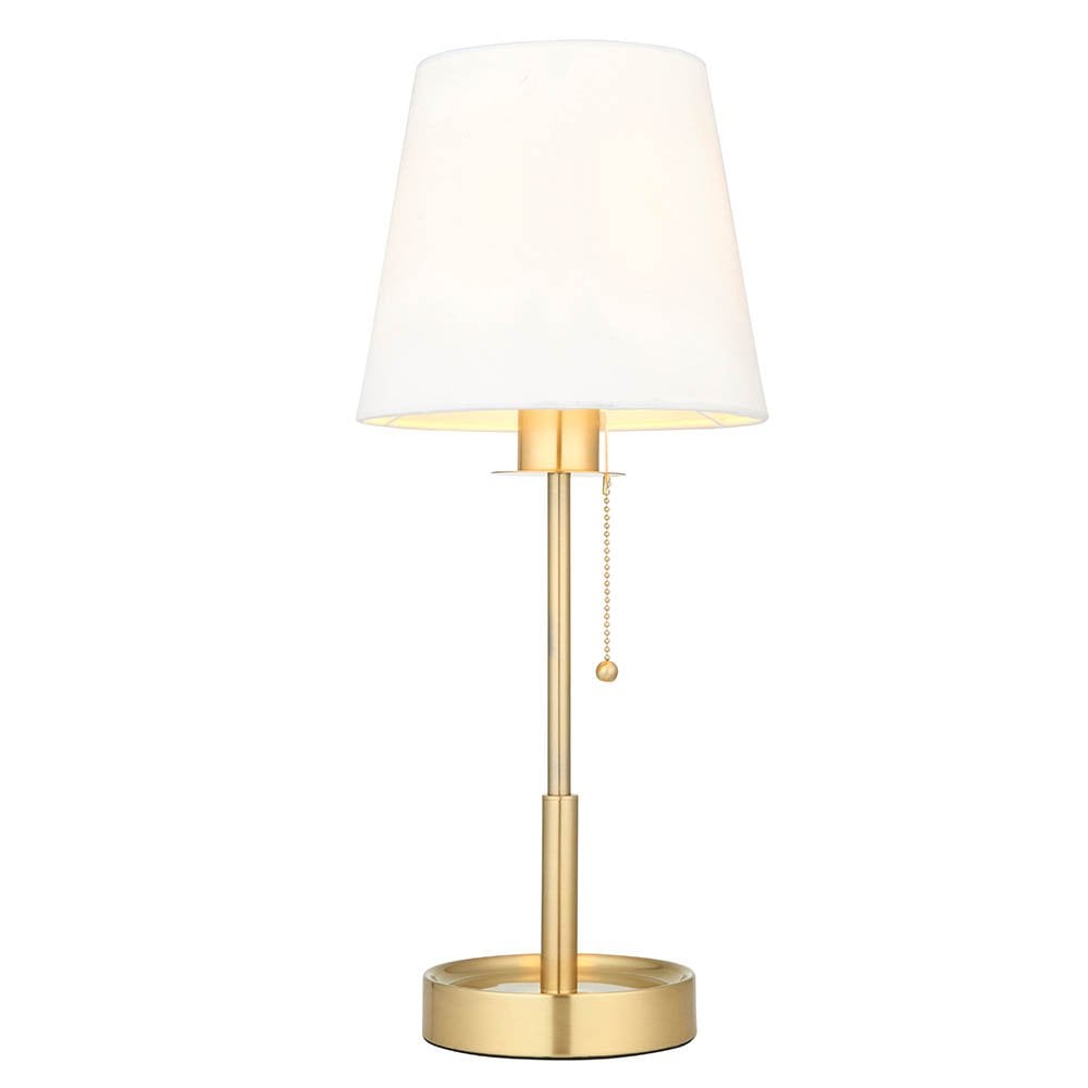 Roe Satin Brass Table Lamp C/W Shade