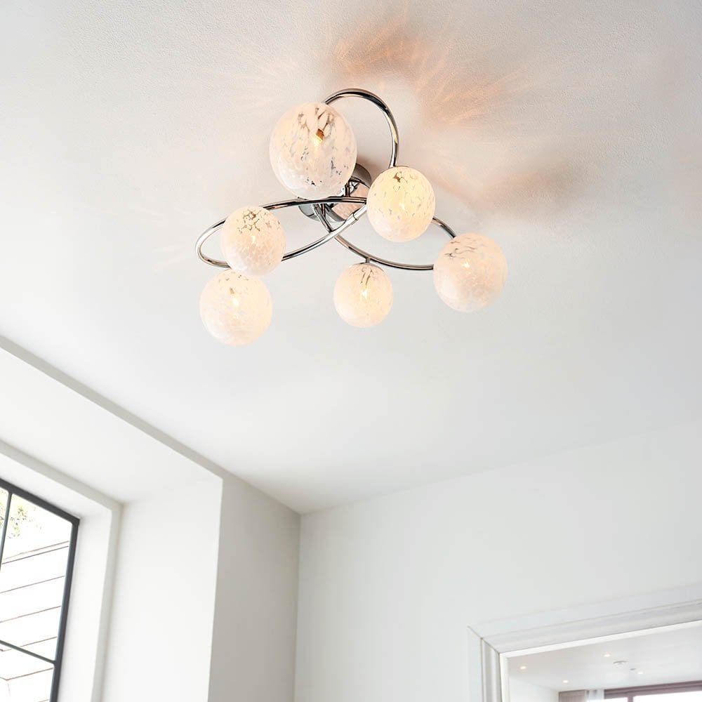 Chrome 6 Light Semi Flush with Confetti Glass