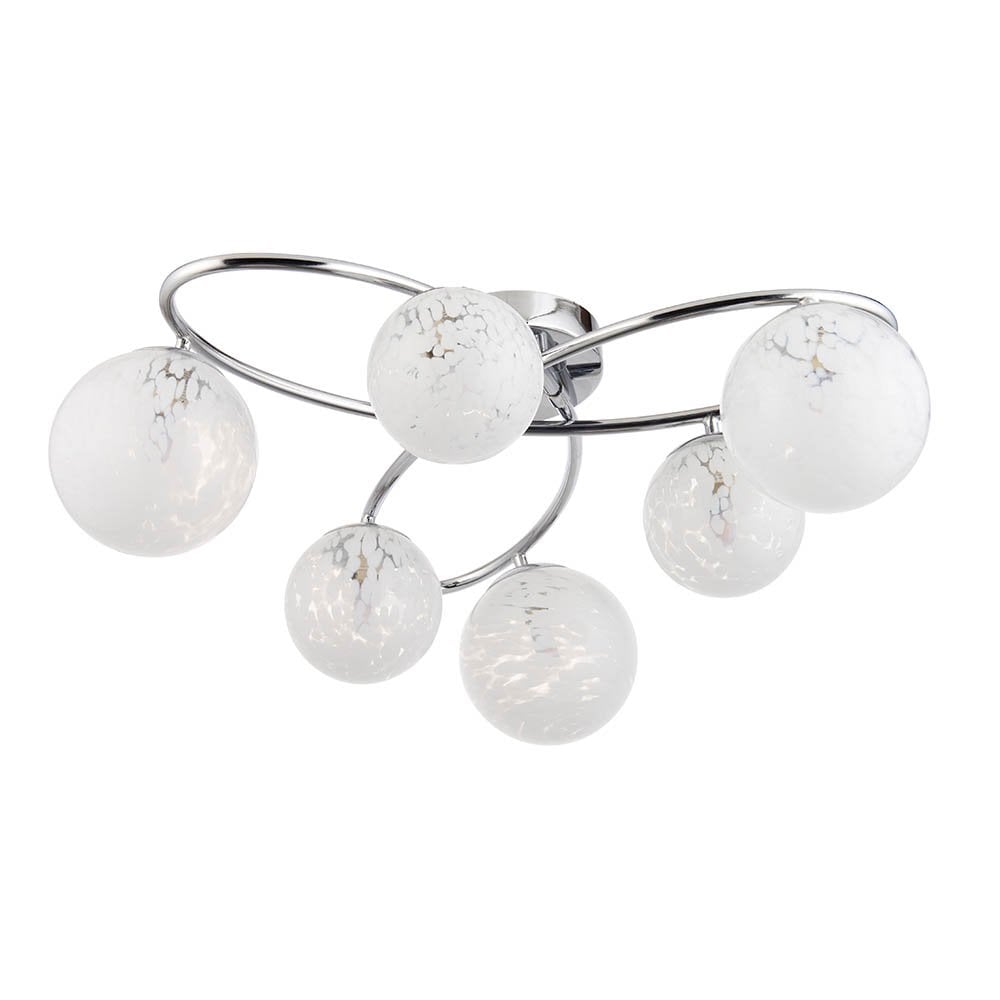 Chrome 6 Light Semi Flush with Confetti Glass