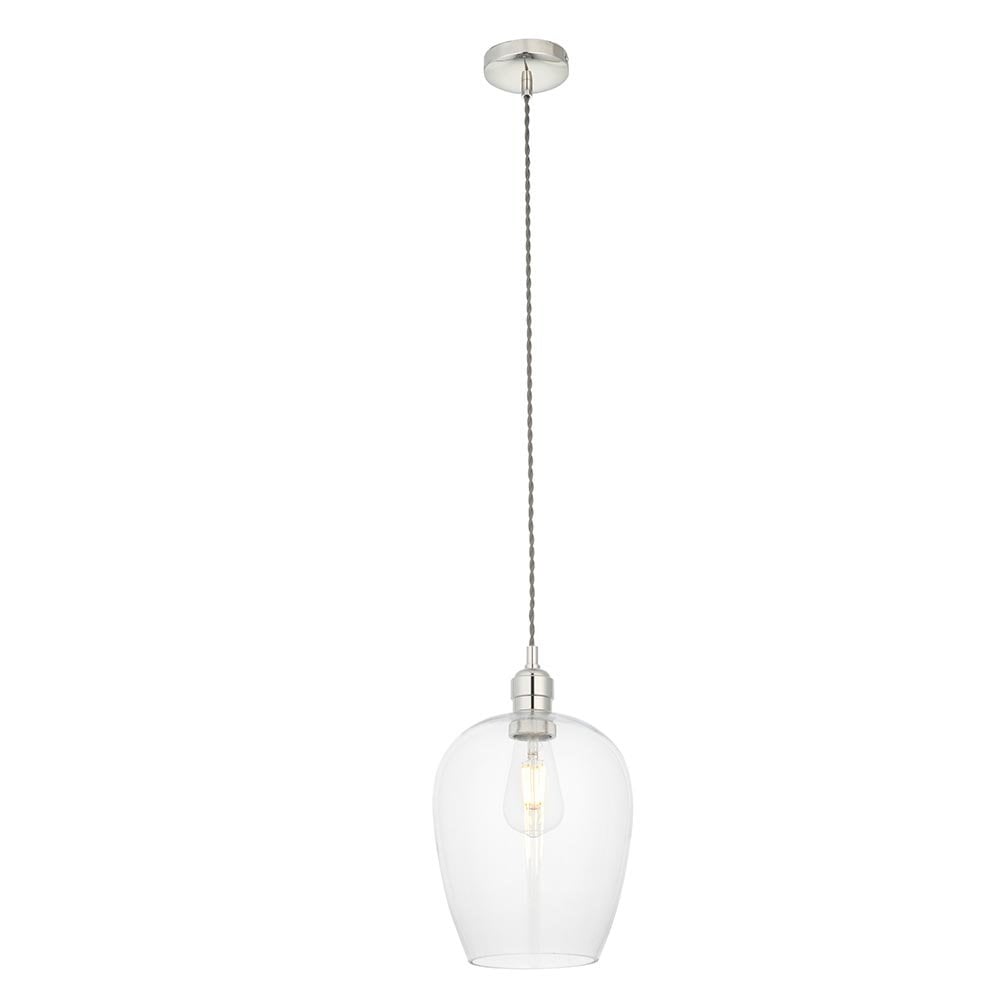 Small Polished Nickel & Clear Glass Pendant