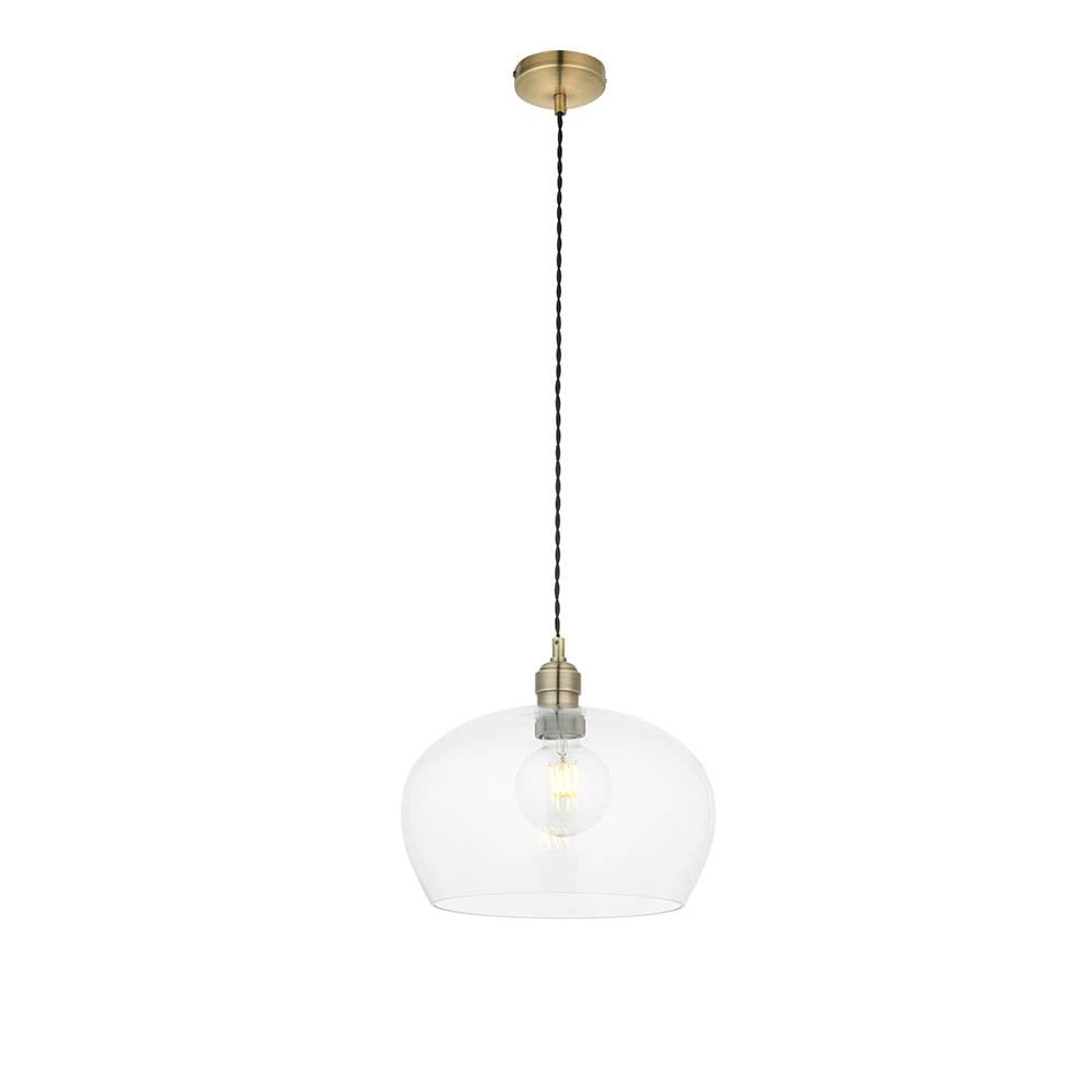 Antique Brass Glass Bowl Pendant