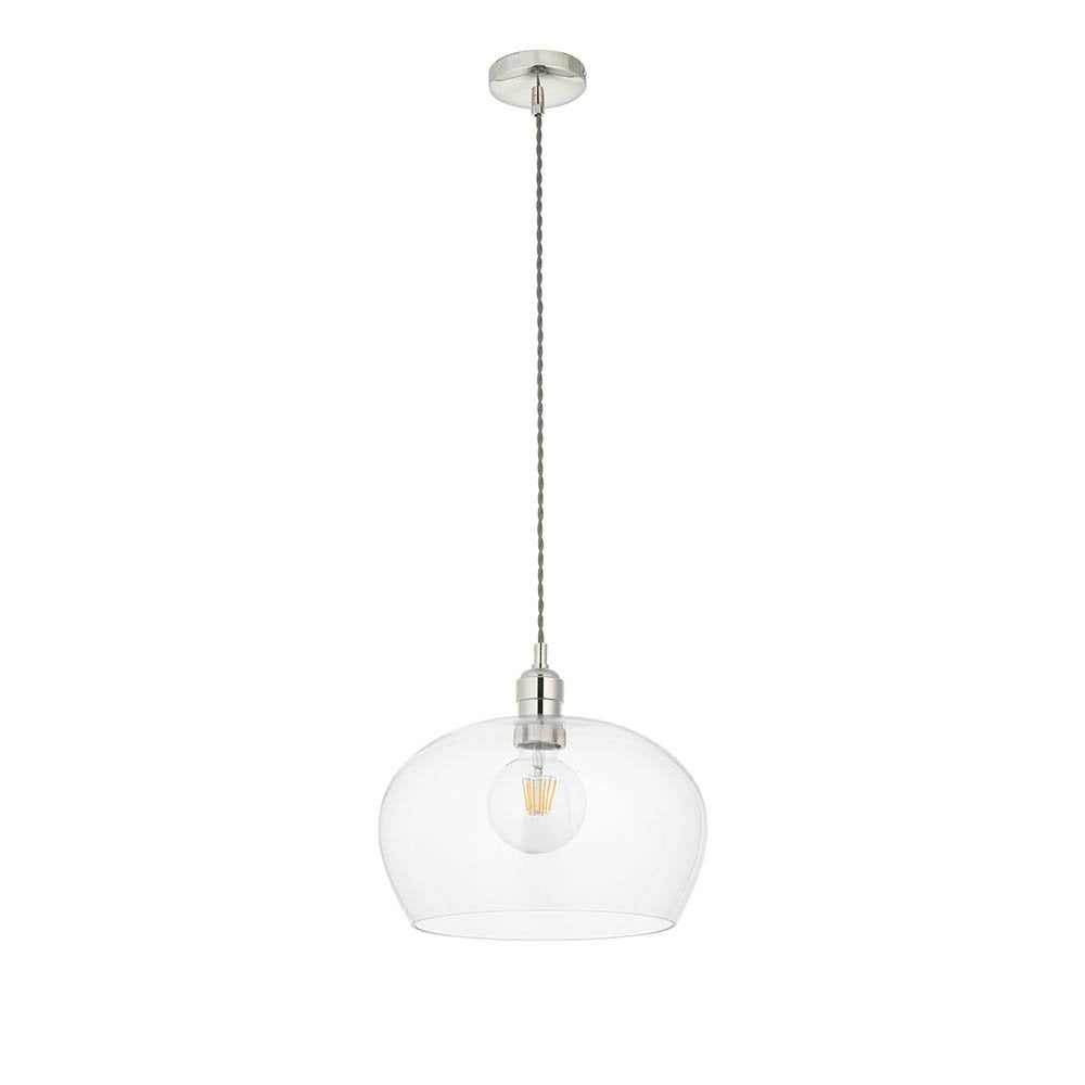 Polished Nickel Glass Bowl Pendant