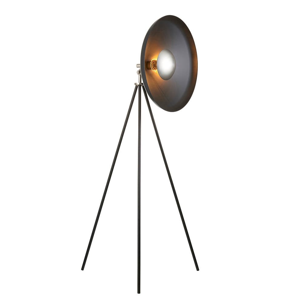 Glo Matt Black & Nickel Tripod Floor Lamp