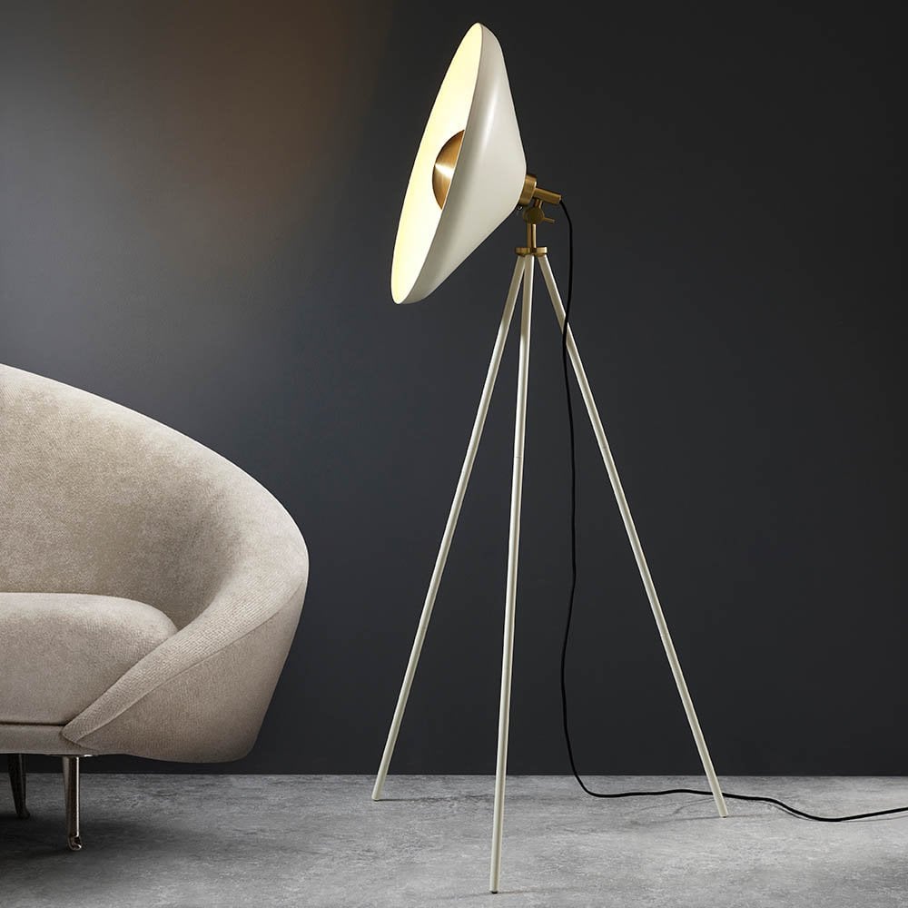 Glo Warm White & Brass Tripod Floor Lamp