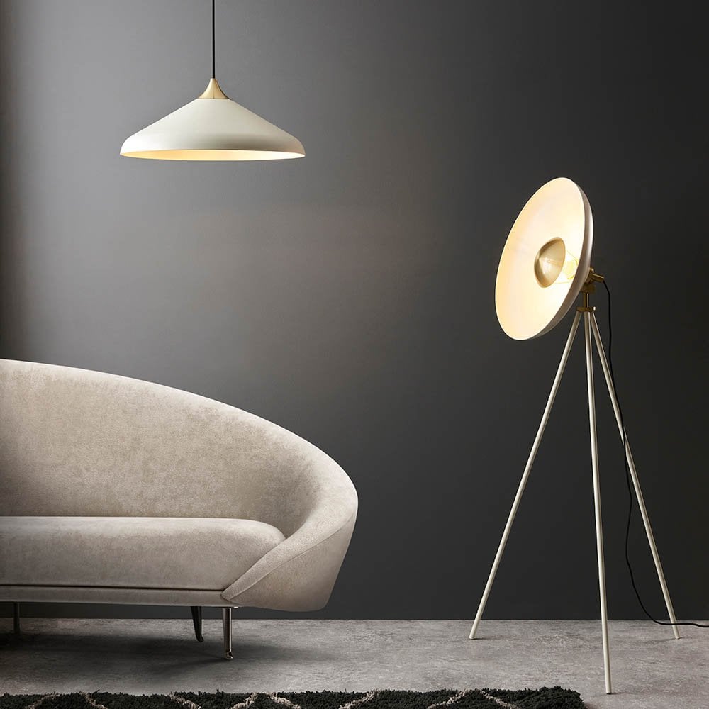 Glo Warm White & Brass Tripod Floor Lamp