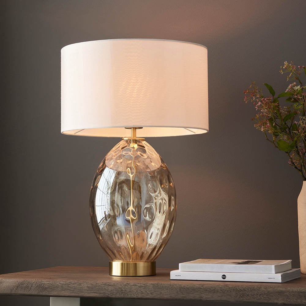 Elin Satin Brass & Champagne Touch Table Lamp C/W Shade