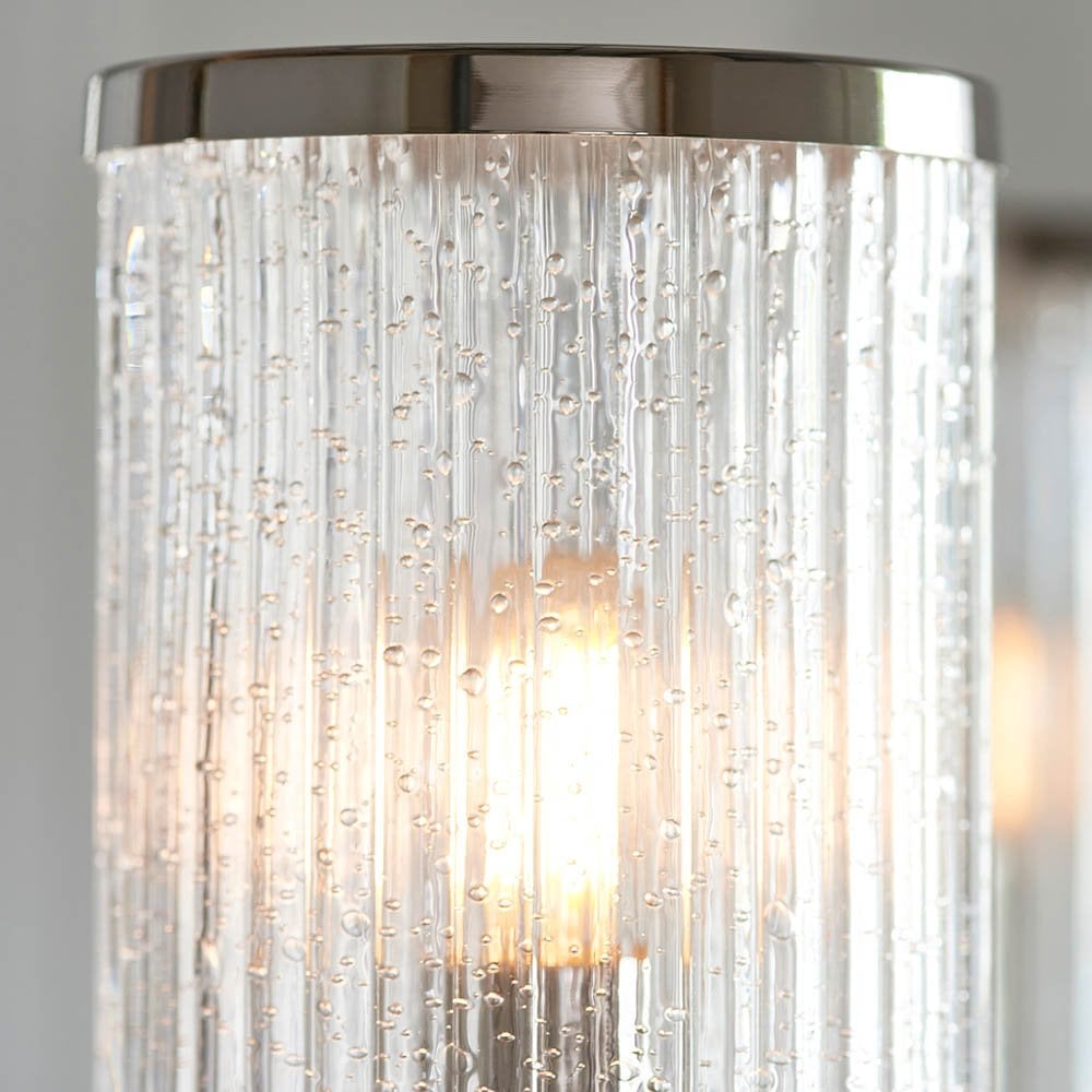 Henbury Bright Nickel Pendant with Ribbed Glass