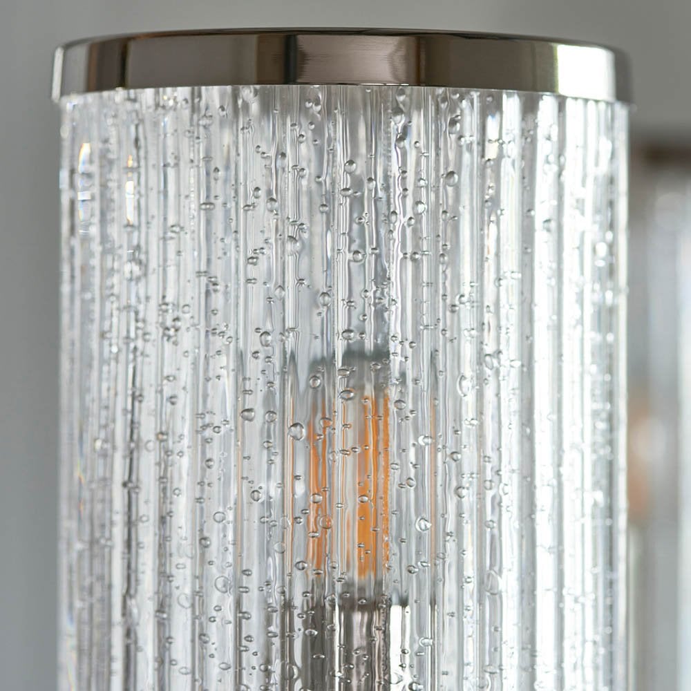Henbury Bright Nickel Pendant with Ribbed Glass