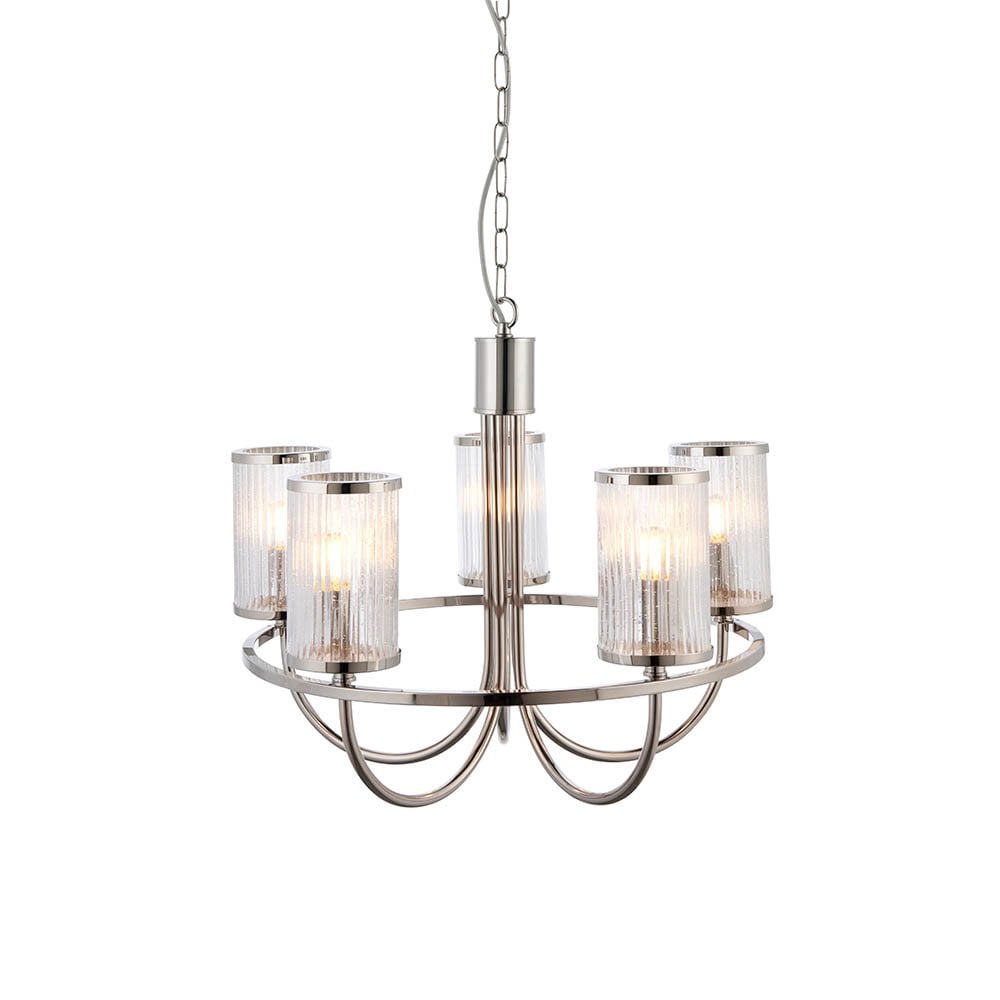 Henbury Bright Nickel Pendant with Ribbed Glass