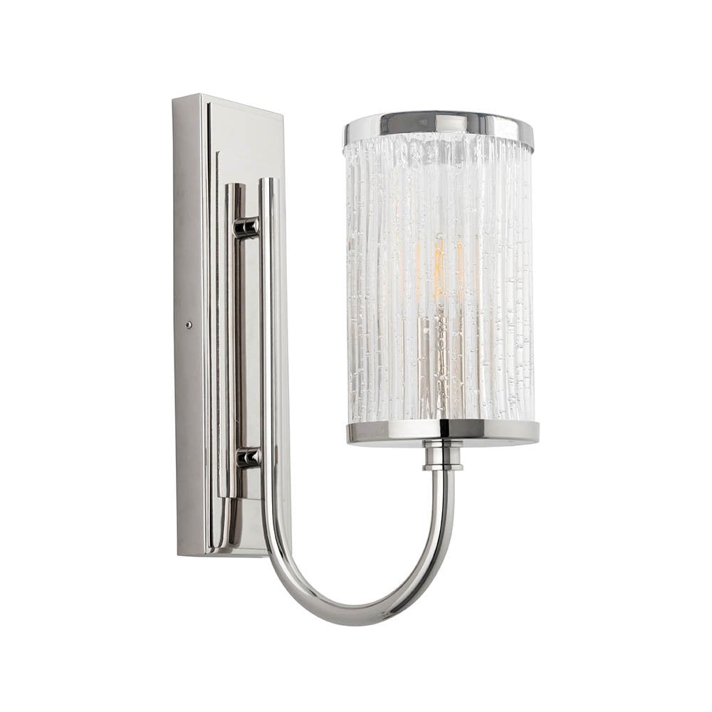 Henbury Bright Nickel Wall Light with Ribbed Glass