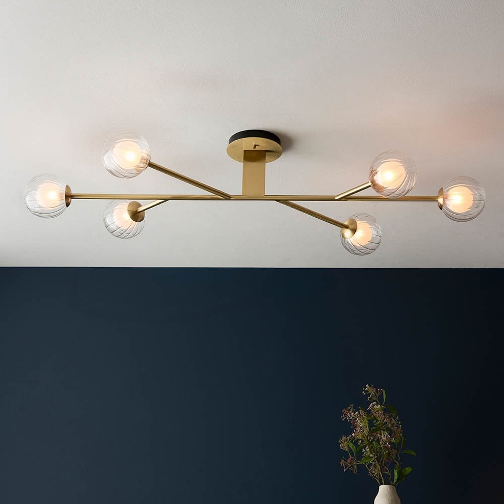 March 6 Light Satin Brass Semi Flush Fitting