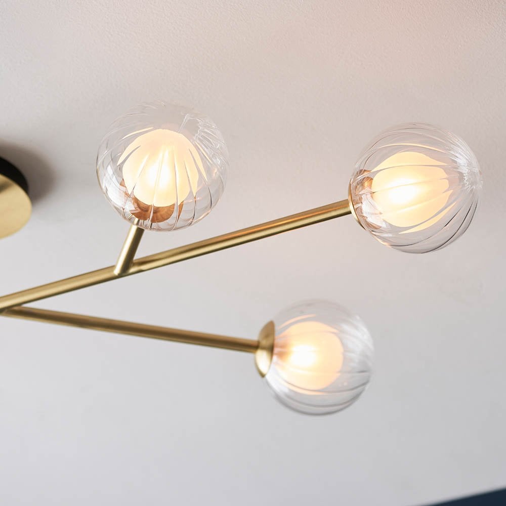 March 6 Light Satin Brass Semi Flush Fitting