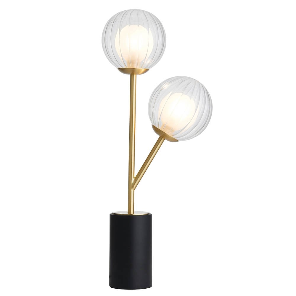March Table Lamp in Satin Brass & Black Detail