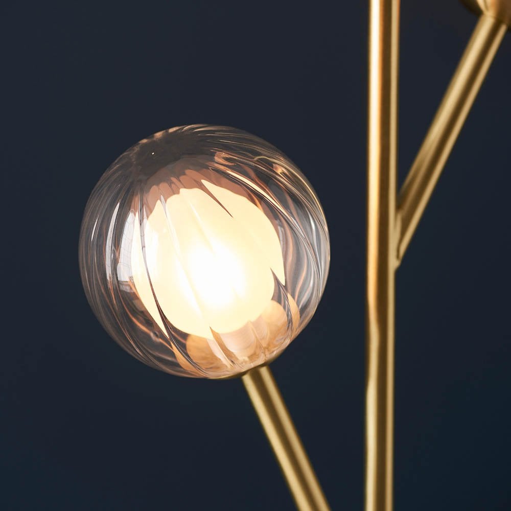 March Floor Lamp in Satin Brass & Black Detail