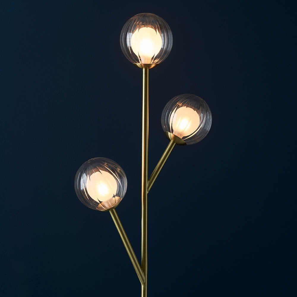 March Floor Lamp in Satin Brass & Black Detail