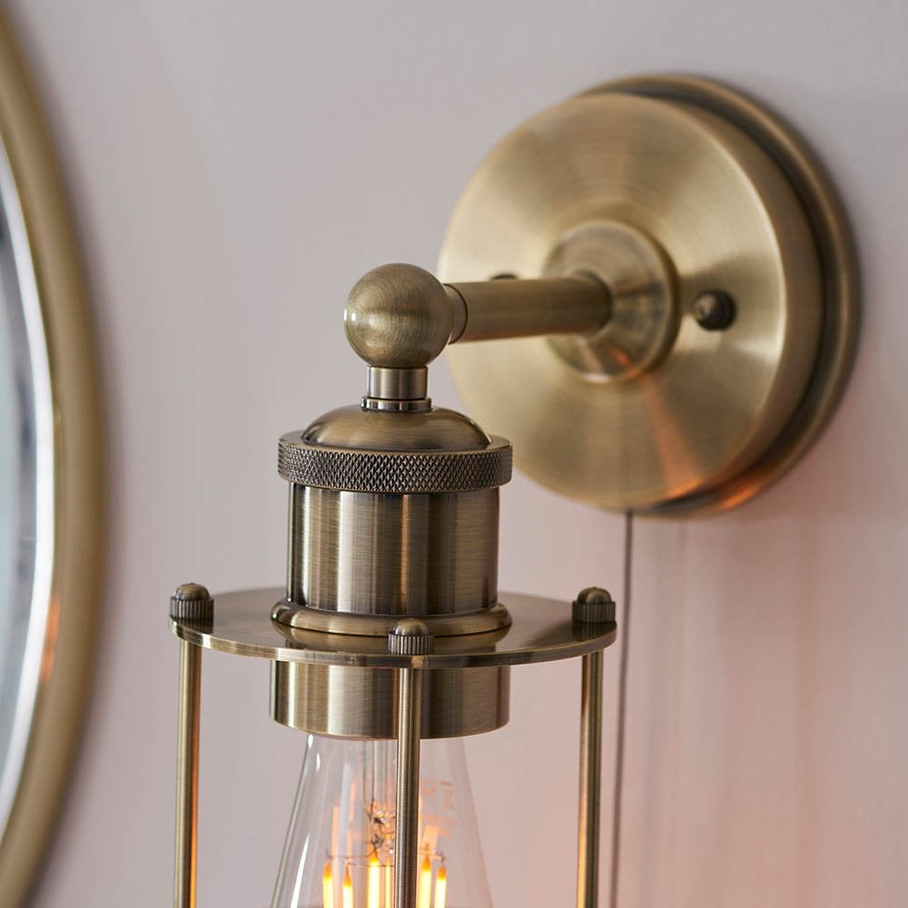 Crew Antique Brass Cage Wall Light
