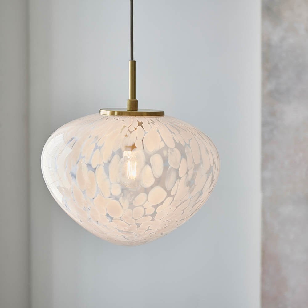Mali Single Satin Brass Pendant with Confetti Glass