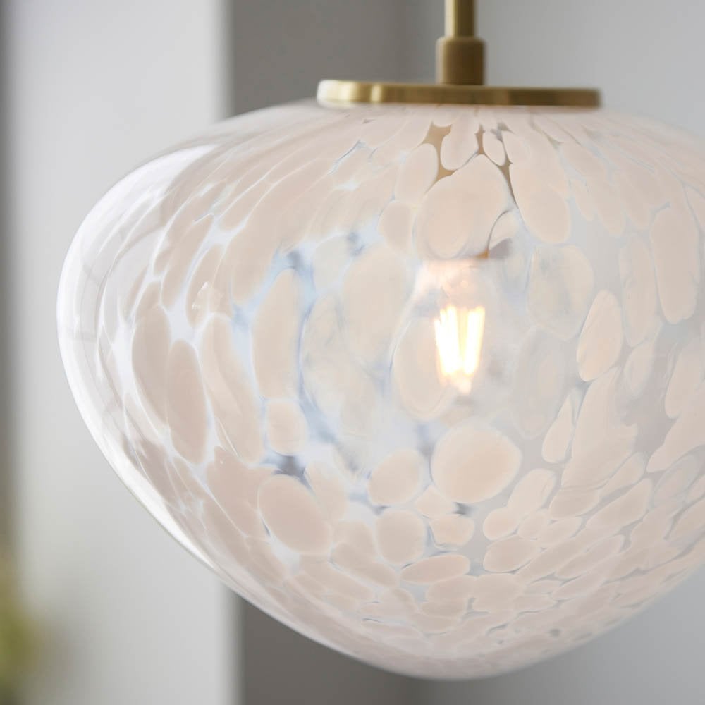 Mali Single Satin Brass Pendant with Confetti Glass