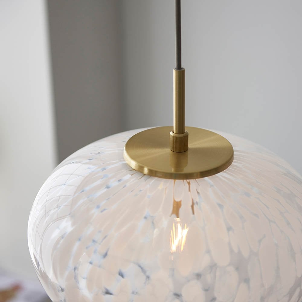 Mali Single Satin Brass Pendant with Confetti Glass