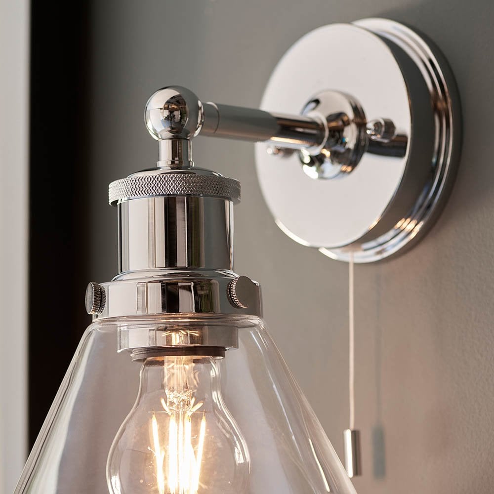 Chrome Wall Light IP44 with Clear Glass