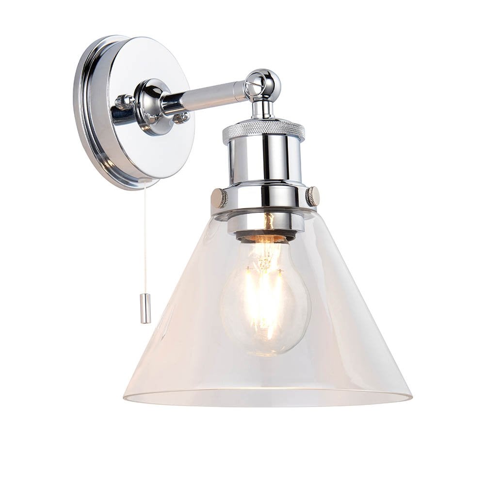 Chrome Wall Light IP44 with Clear Glass