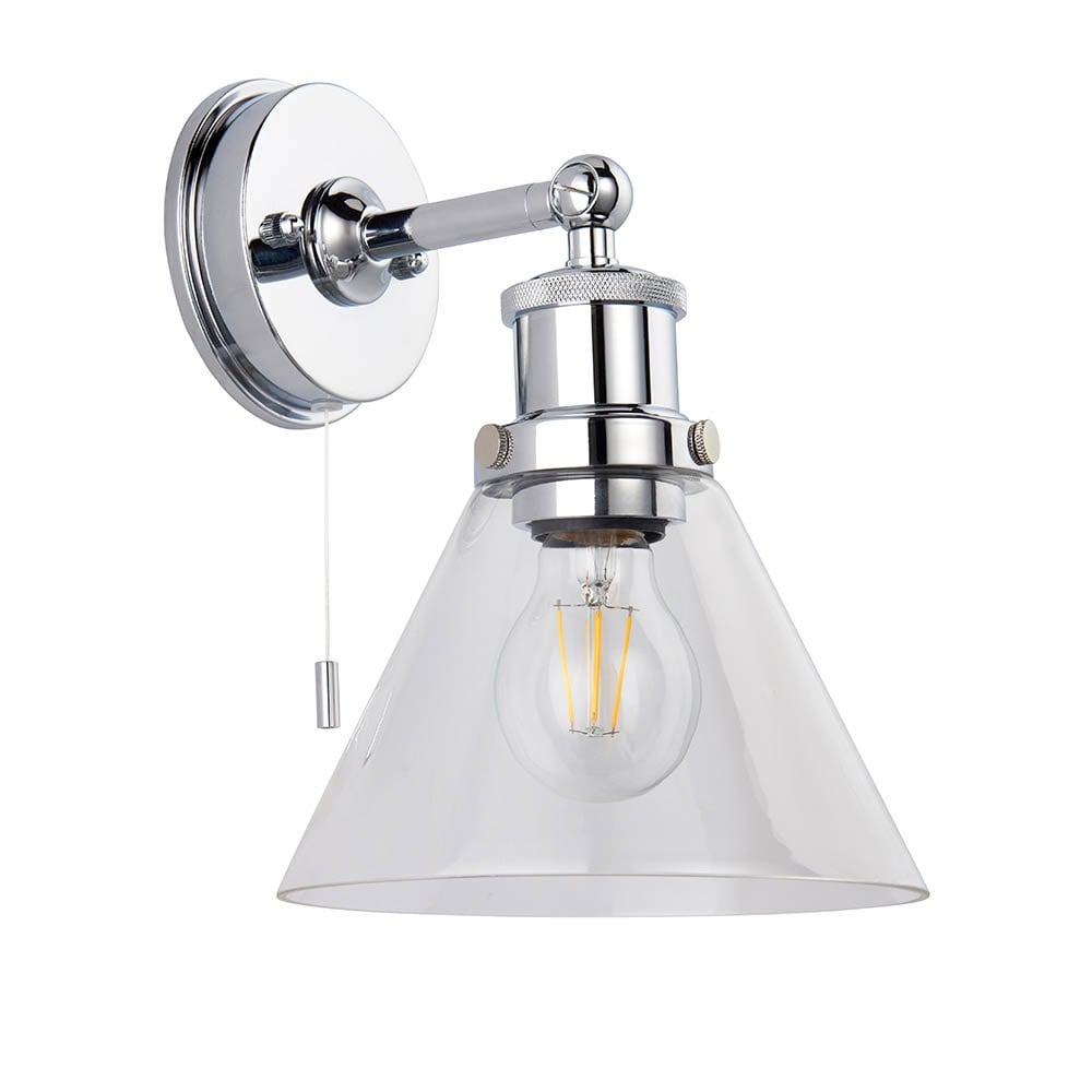 Chrome Wall Light IP44 with Clear Glass