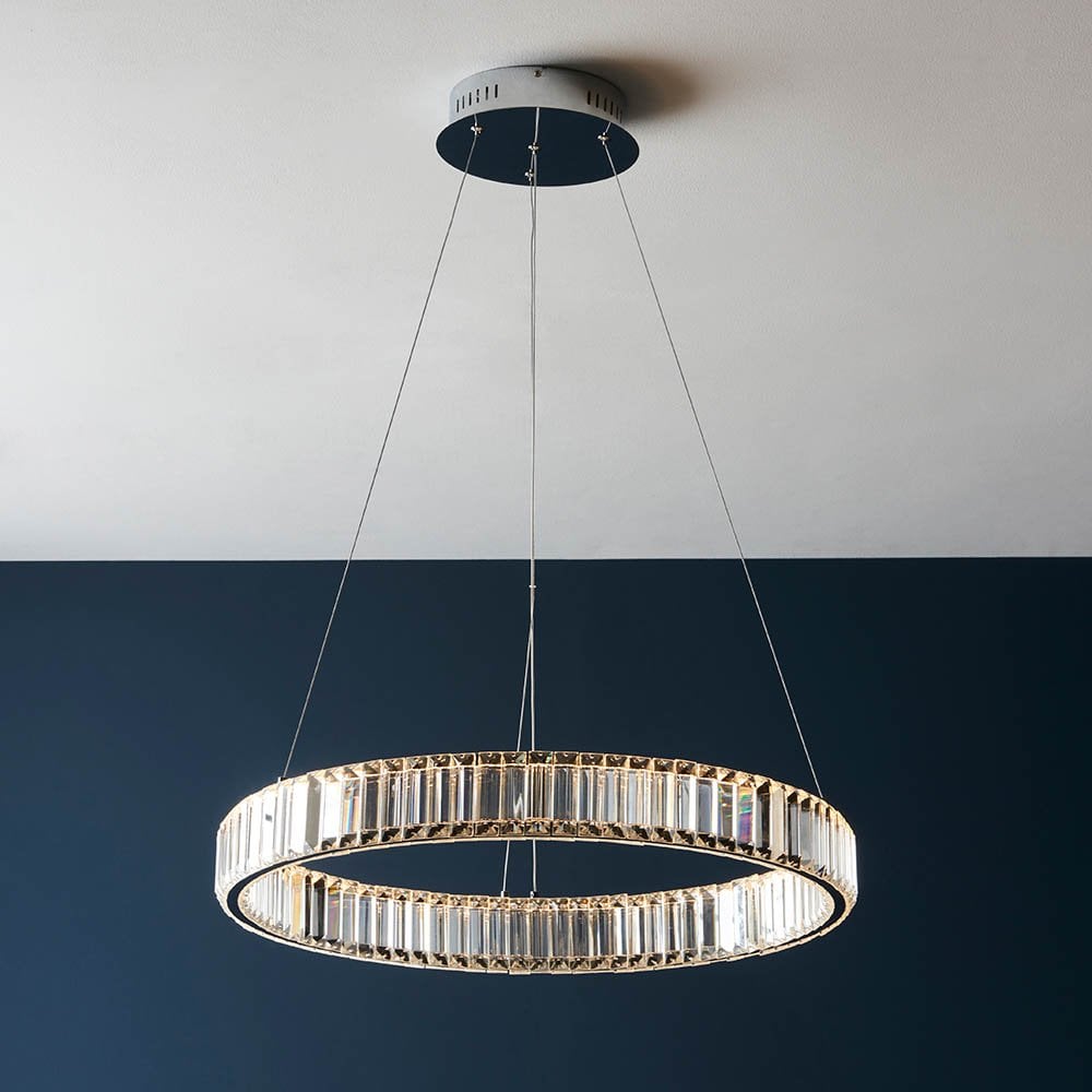 Clear Crystal LED Ring Pendant 2700K