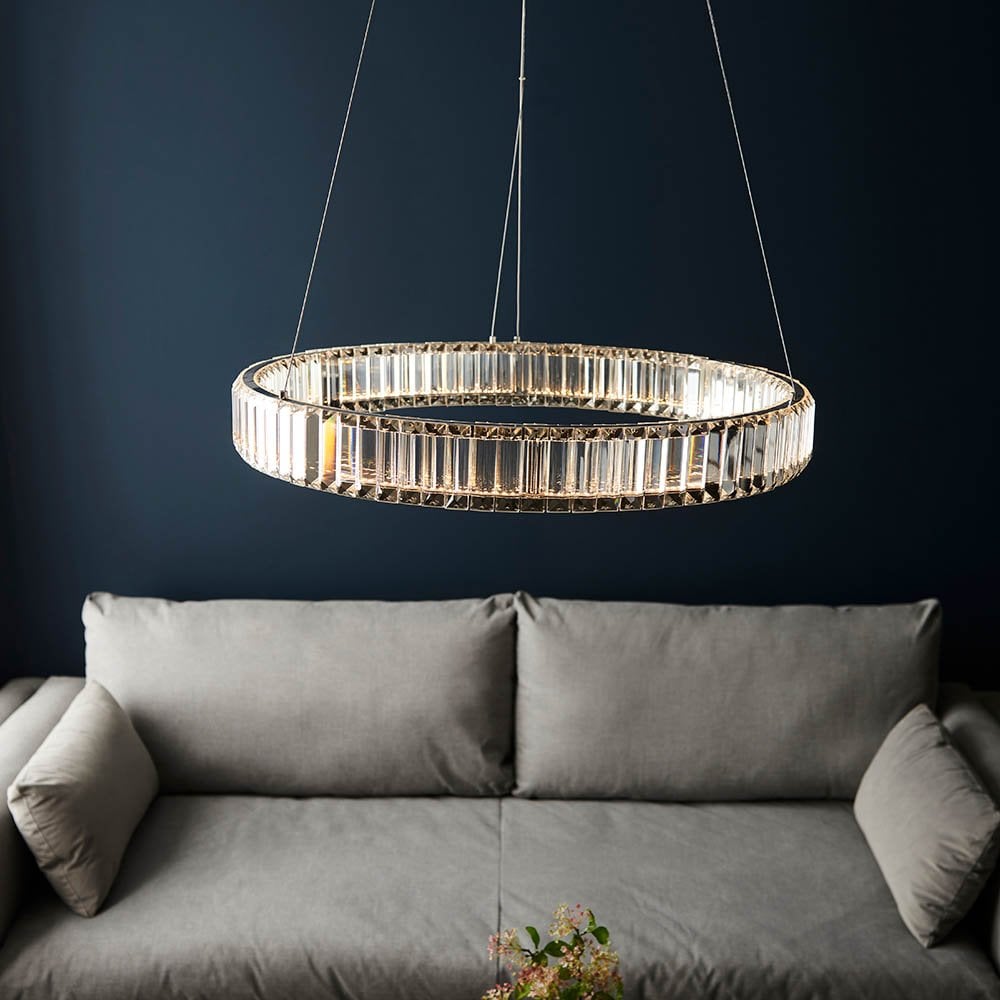Clear Crystal LED Ring Pendant 2700K