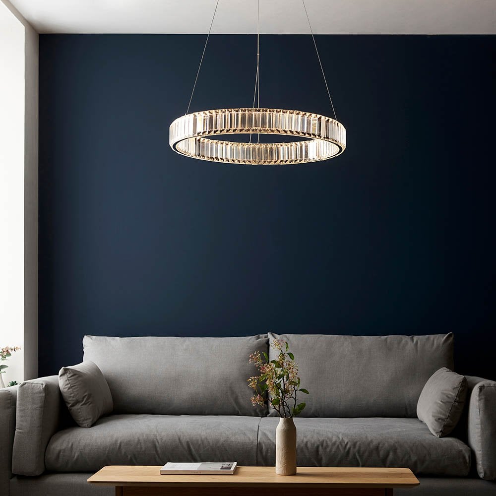 Clear Crystal LED Ring Pendant 2700K