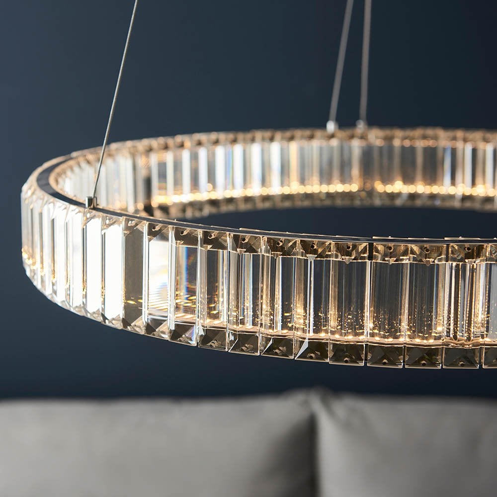 Clear Crystal LED Ring Pendant 2700K