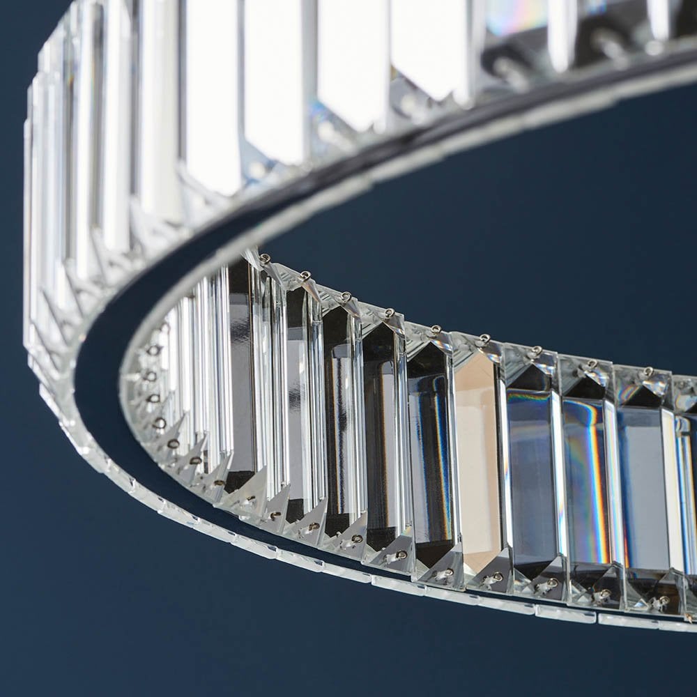 Clear Crystal LED Ring Pendant 2700K