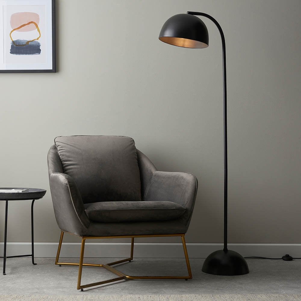 Matt Black Domed Floor Lamp