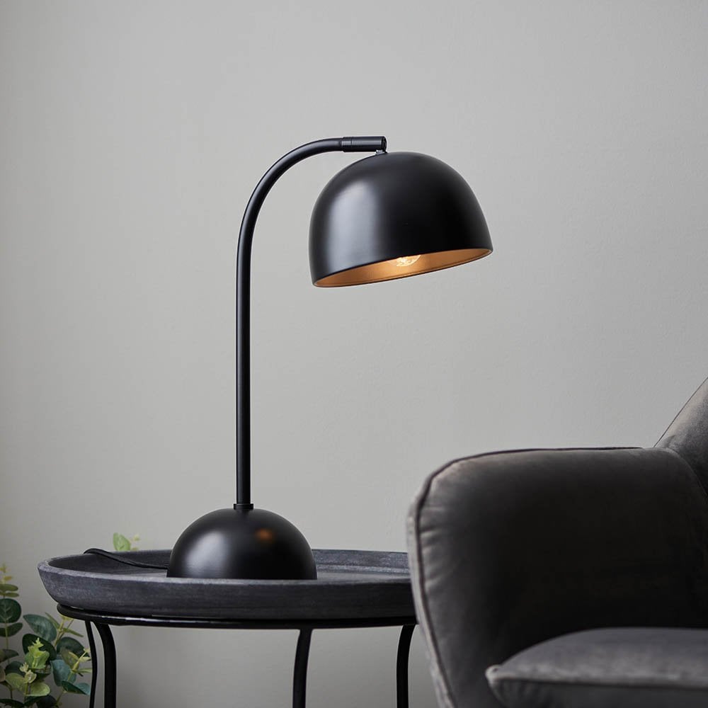 Matt Black Domed Table Lamp