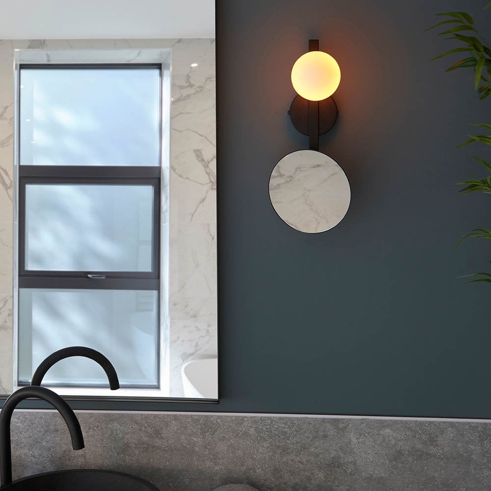 Spa Black Opal Wall Light C/W Mirror IP44