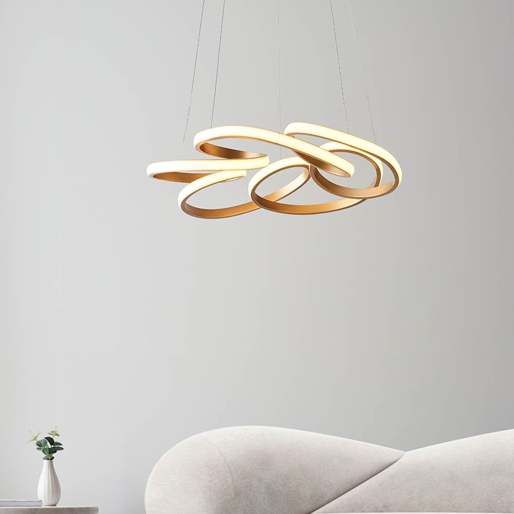 Multi Spiral Satin Gold LED Pendant