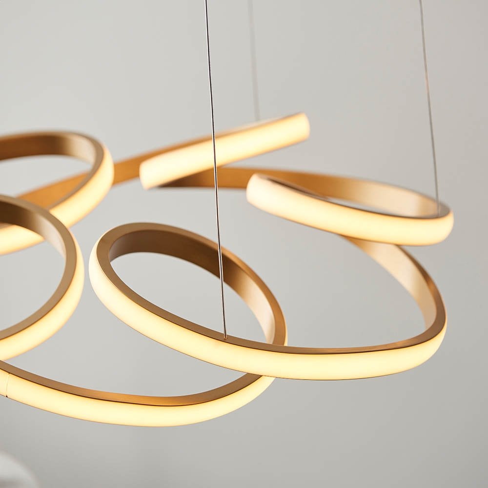 Multi Spiral Satin Gold LED Pendant
