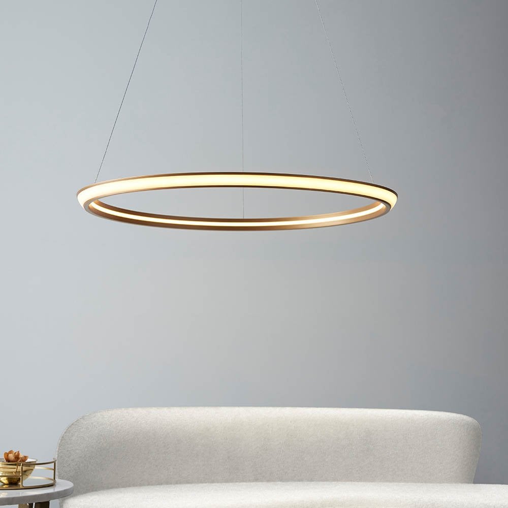 Satin Gold LED Ring Pendant