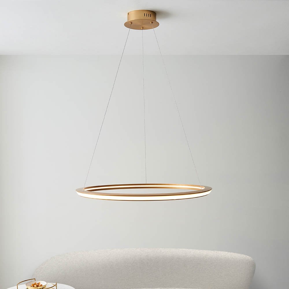 Satin Gold LED Ring Pendant