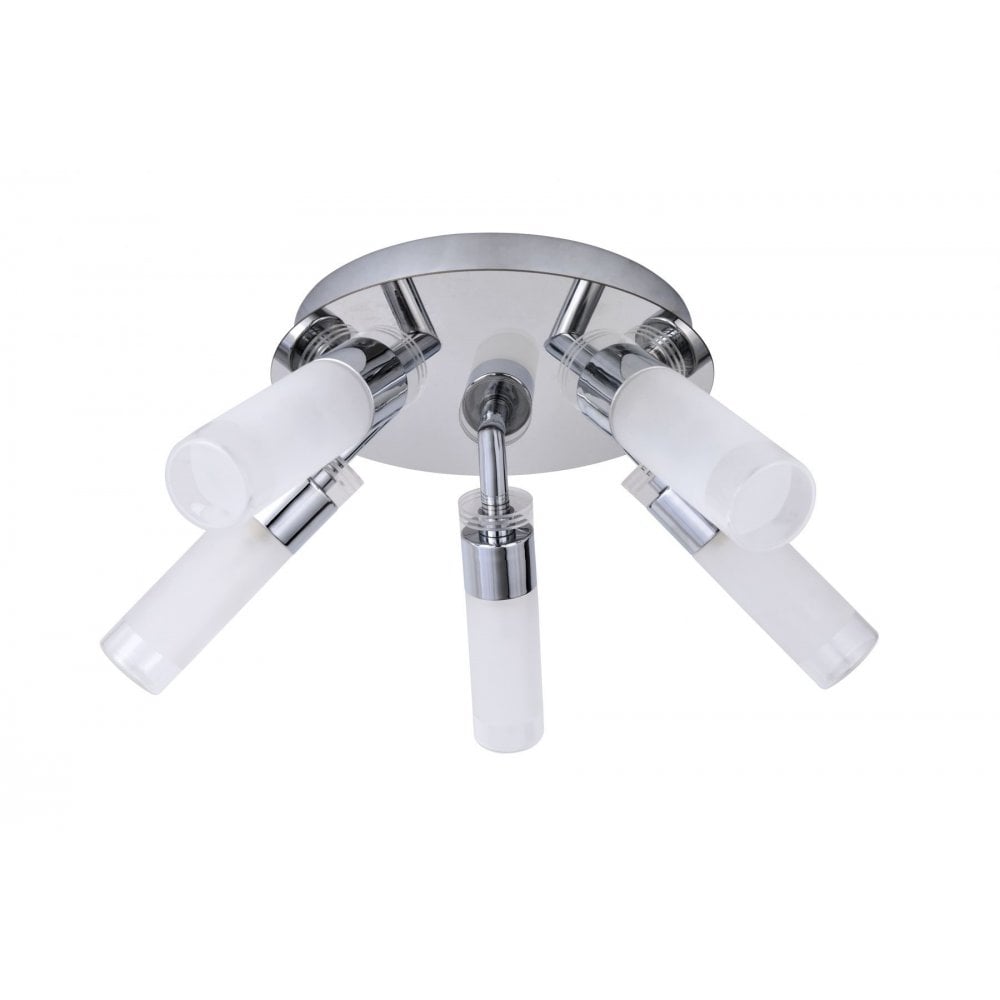 Saturn 5 Light Polished Chrome Bathroom Ceiling Light  IP44
