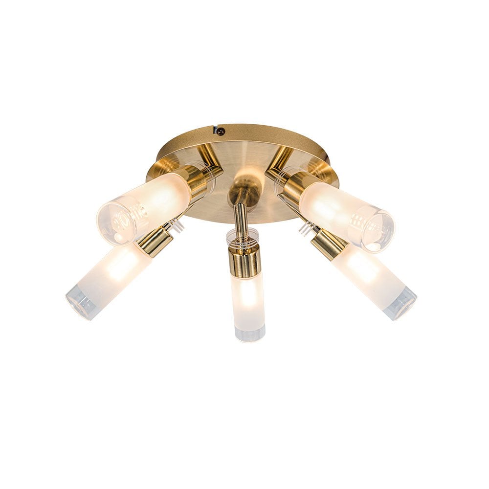 Saturn 5 Light Satin Brass Bathroom Ceiling Light P44
