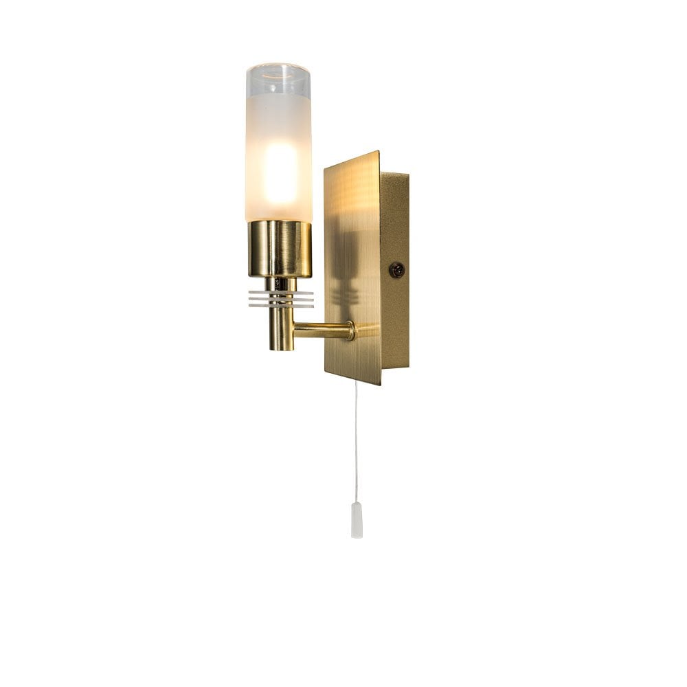 Saturn 1 Light Bathroom Satin Brass Wall Light IP44
