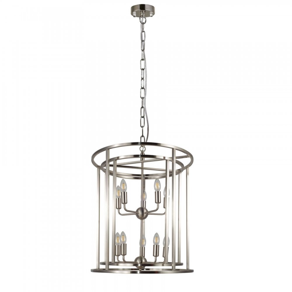 Chester 10 Light Lantern Pendant in Satin Chrome