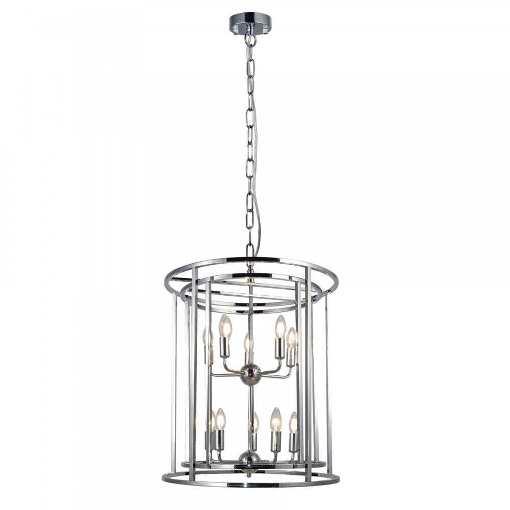 Chester 10 Light Lantern Pendant in Polished Chrome