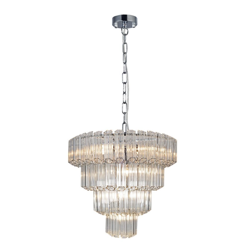 Pierre 11 Light Crystal Pendant in Polished Chrome