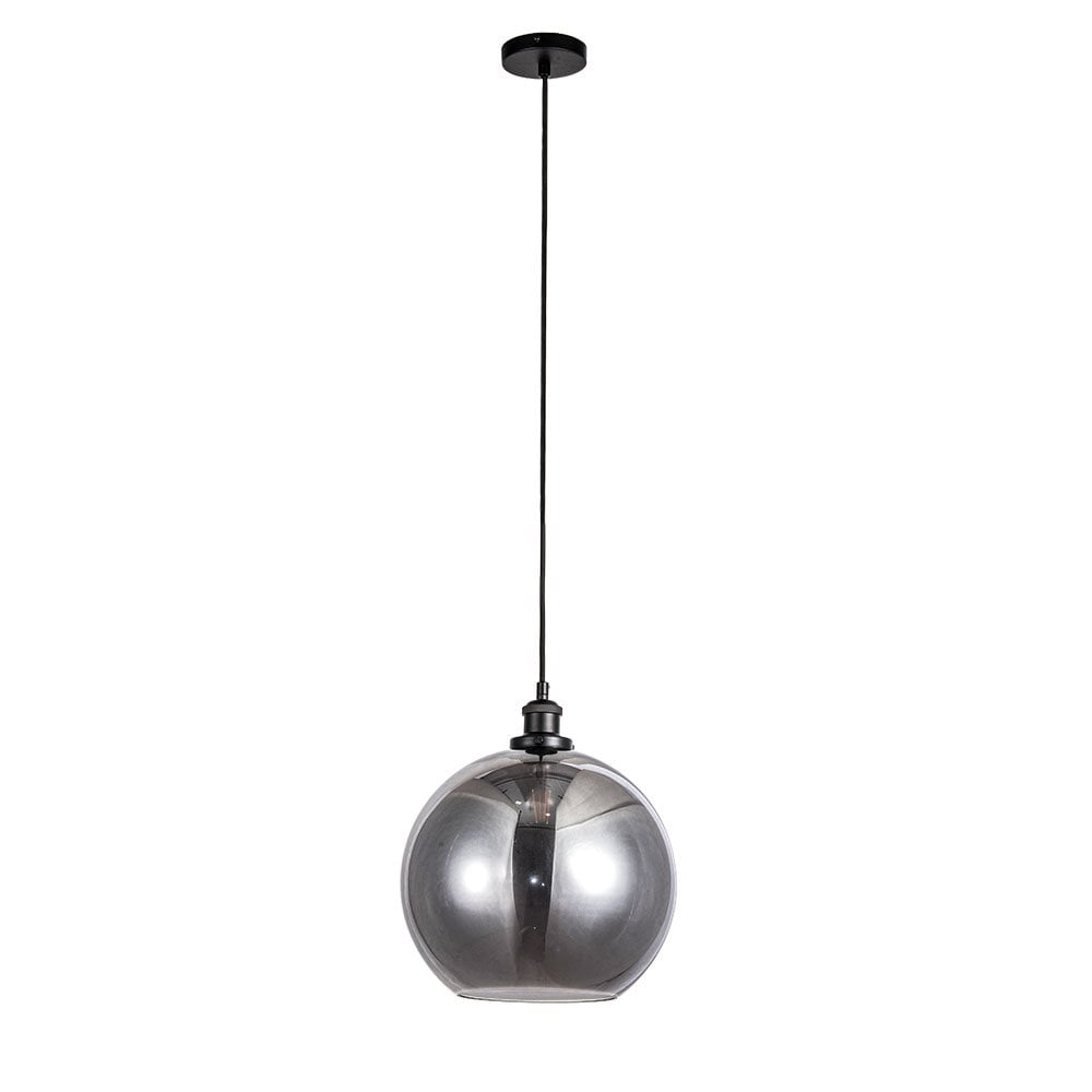 Lewis Medium Glass Globe Pendant in Matt Black