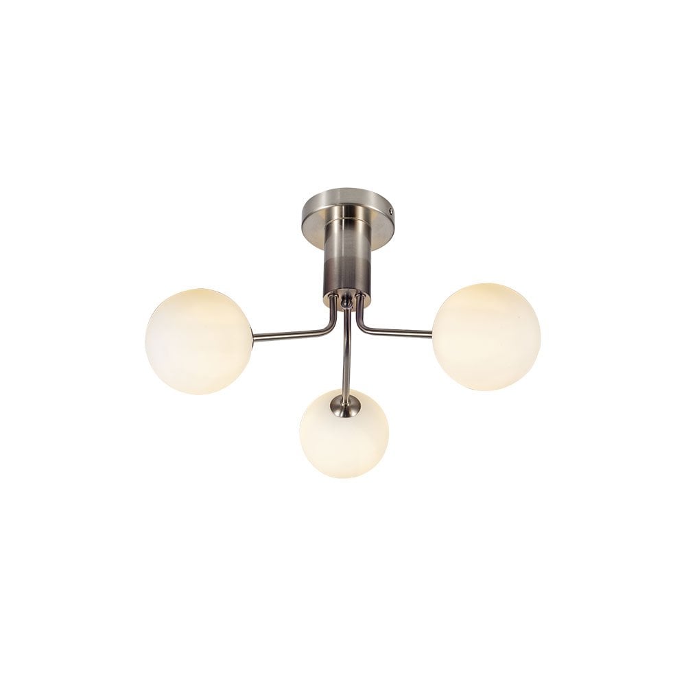 Lando 3 Light Semi Flush Fitting in Satin Chrome