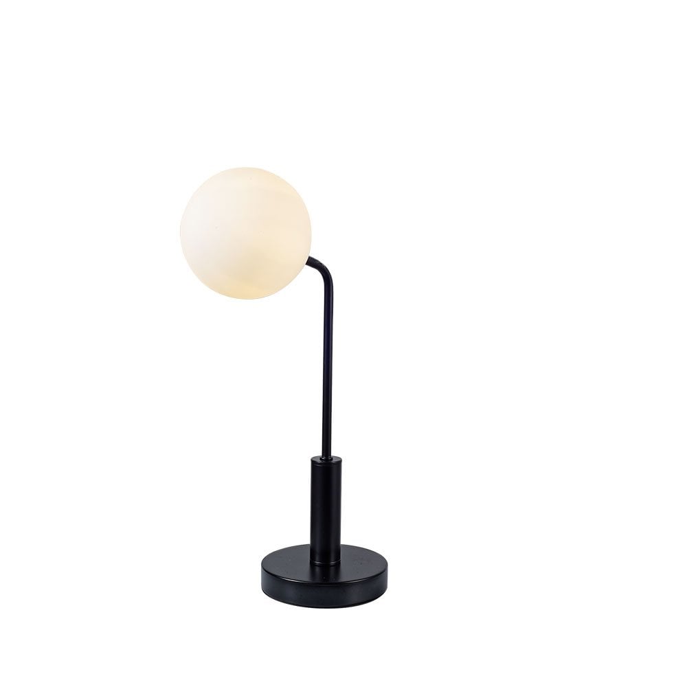 Lando Matt Black Table Lamp With Opal Shade