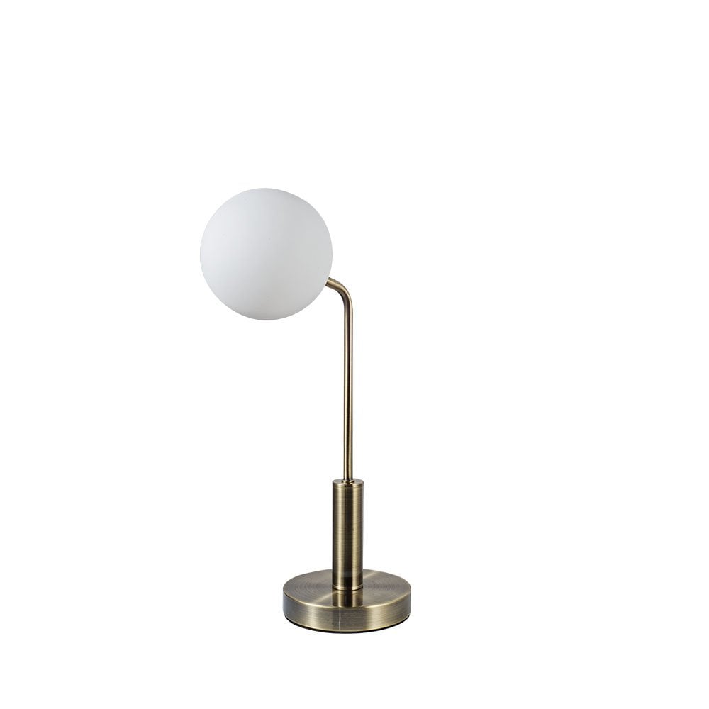 Lando Antique Brass Table Lamp With Opal Shade